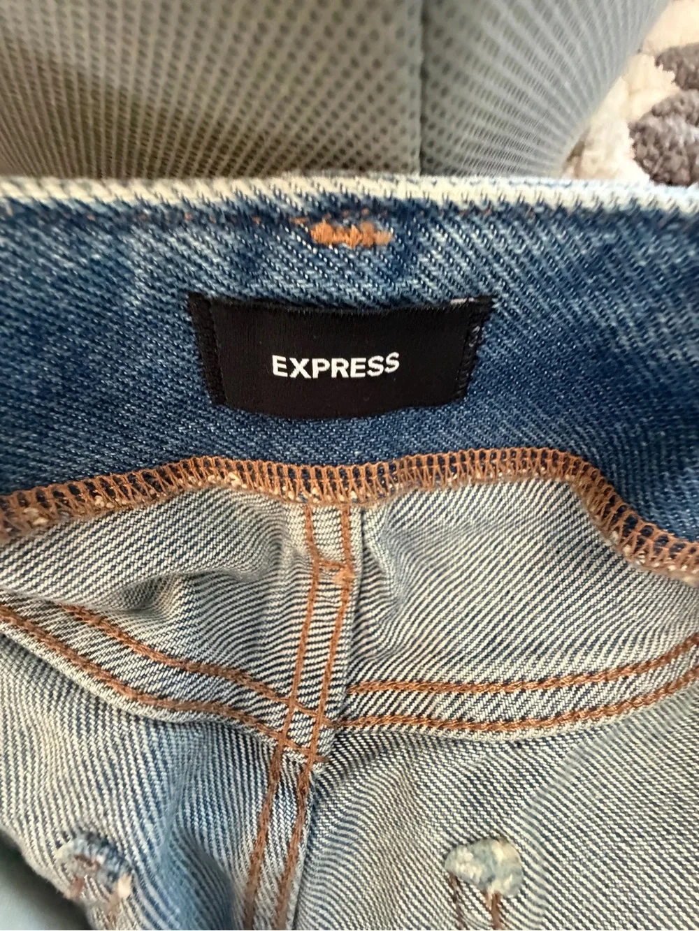 Express Light Blue Frayed Hem Denim Shorts